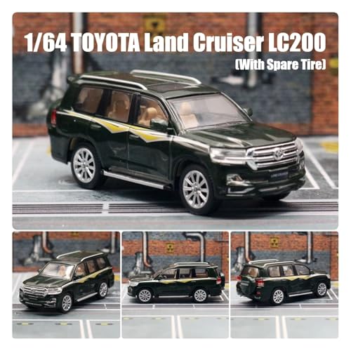 Sammlermodelle von Spielzeugautos 1/64 Toyota Land Cruiser LC200 Miniaturmodell JKM 1/64 Premium SUV Spielzeugauto Fahrzeug Freiräder Druckgusslegierung Sammlung Geschenk(Army Green) von KFHBNI