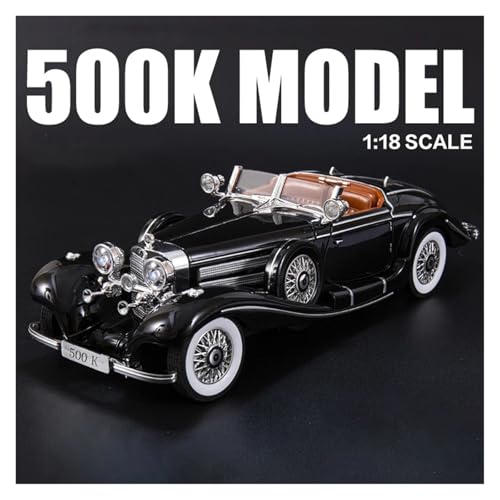 Sammlermodelle von Spielzeugautos 1:18 1936 500K Legierung Oldtimermodell Druckguss Metall Retro Fahrzeuge Automodell Simulation Ton und Licht Kinder Spielzeug Geschenk(Black) von KFHBNI