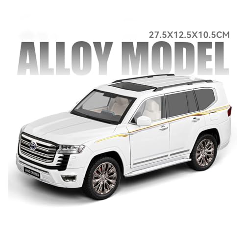 Sammlermodelle von Spielzeugautos Übergröße 1/18 Land Cruiser LC300 ZX Legierung Automodell Druckguss Metall Geländewagen Automodell Sound Licht Kinder Spielzeug Geschenk(White) von KFHBNI