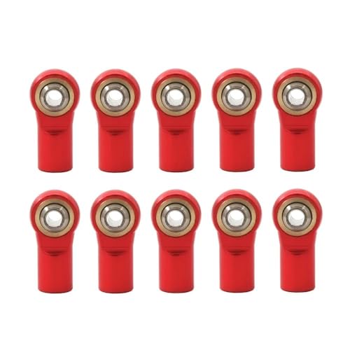 10 Stück Aluminium M4 20mm Verbindung Zugstange Endstück Kugelgelenk kompatibel mit 1/10 RC Auto Raupenauto D110 CC01 Racing Parts(10pcs Red) von KFJHTWG