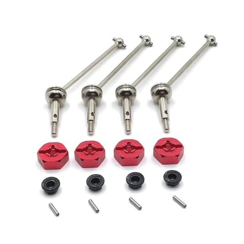 12 mm Metall Upgrade vorne und hinten Antriebswelle Adapter kompatibel mit RC Autoteilen 144001 144002 144010 124016 124017 124018 124019 (Rot) von KFJHTWG