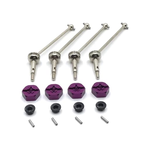 12 mm Metall Upgrade vorne und hinten Antriebswelle Adapter kompatibel mit RC Autoteilen 144001 144002 144010 124016 124017 124018 124019 (violett) von KFJHTWG