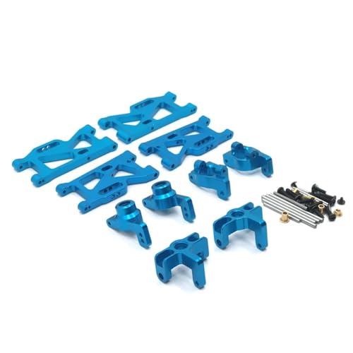 5-teiliges Upgrade-Set des Lenkbecher-Schwenkarms aus Metall, kompatibel mit RC Autos 144010 144001 144002 124016 124017 124018 124019(Blue Five Piece Set) von KFJHTWG