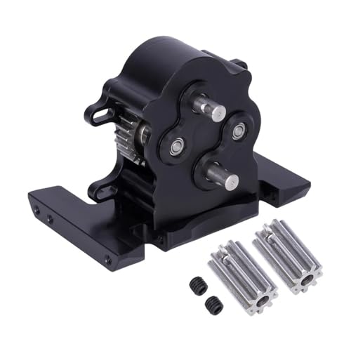 CNC-Aluminium-Getriebe mit Doppelgetriebe mit Schlupf kompatibel mit dem Upgrade des Axialrahmens des RC 1/10 (Black) von KFJHTWG