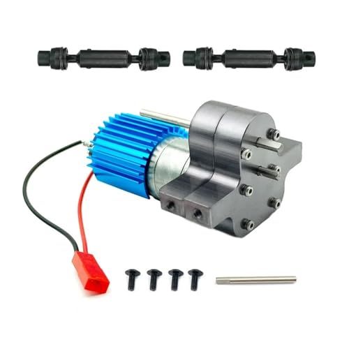 KFJHTWG Metall 370 Motor Getriebe Getriebe Mit Antriebswelle Kompatibel Mit C14 C24 B24 B36 MN D99 MN99S RC Auto Teile Zubehör(Titanium) von KFJHTWG