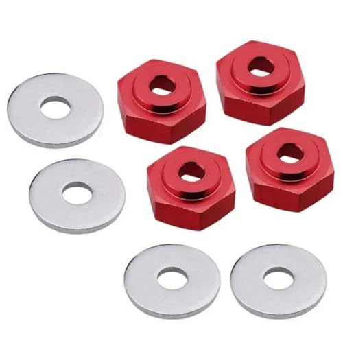 KFJHTWG 12mm bis 17mm Radadapter Antriebsnabenkombinierer Sechskantloch 6mm Teile Kompatibel mit 1/10 1/8 RC Auto Buggy(Red) von KFJHTWG