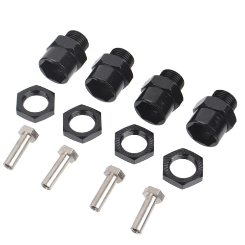 KFJHTWG Aluminiumlegierung 12mm bis 17mm Sechskantadapter Radsechskantnaben Verlängerungskonvertermuttern Kompatibel mit 1/10 1/8 RC Auto Buggy Bigfoot(Extension (Black)) von KFJHTWG