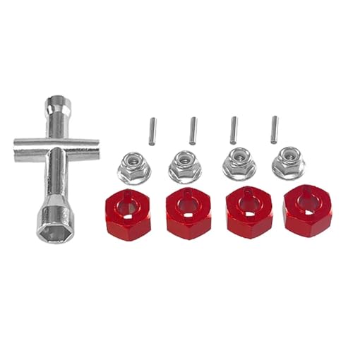 KFJHTWG Upgrade Schraubenschlüssel Hex Set M4 Mutter Metallteile kompatibel mit H14BM und H16BM 1/14 14209 10 14301 02 03 Fernbedienung Auto(Red) von KFJHTWG