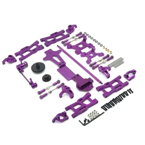 Metall-Upgrade-Teile, Schwungarm-Linkstange, Lenkblock, kompatibel mit den Modellen 144001 144002 144010 1/14, Zubehör kompatibel mit RC-Fahrzeugen (violett) von KFJHTWG