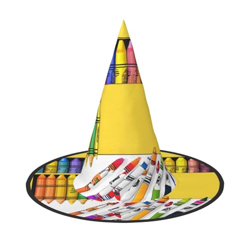 KFRXXZQB Niedliche Buntstifte, bedruckt, volle Abdeckung, Halloween-Hut, verstaubare Hexen-Kopfbedeckung für Festivals, Larp und Partys, 2 Stück KFRXXZQB Niedliche Buntstifte, bedruckt, volle Abdeckung, Halloween-Hut, verstaubare Hexen-Kopfbedeckung für Festivals, Larp und Partys, 2 Stück von KFRXXZQB