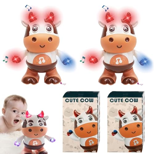 KFTLDYZL Boogie-Kuh, leuchtende tanzende Kuh, Boogiecow, tanzende Boogie-Kuh, niedliches Baby-Kuh-Musikspielzeug, leuchtende tanzende Kuh for aktiven Spaß(2pcs) von KFTLDYZL