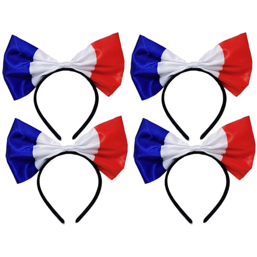 KFZR Haarreif mit Union-Jack-Motiv, Schleife, Partyflagge, Krönung, britisches Kostüm, Frankreich, 4 Stück von KFZR