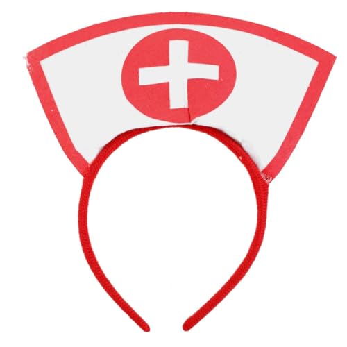 KFZR Krankenschwesterhut, Stirnband mit rotem Kreuz, Halloween-Partyzubehör (1 Stück) von KFZR