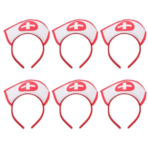 KFZR Krankenschwesterhut, Stirnband mit rotem Kreuz, Halloween-Partyzubehör (6 Stück) von KFZR