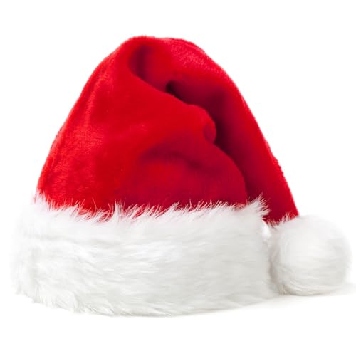 KFZR Nikolausmütze, Weihnachtsmütze, Weihnachtsmütze für Unisex-Erwachsene, bequem, verdickt, Plüsch, klassisch, rot, Weihnachtsmannmütze, Weihnachten, Neujahr, Festtags-Partyzubehör (5) von KFZR