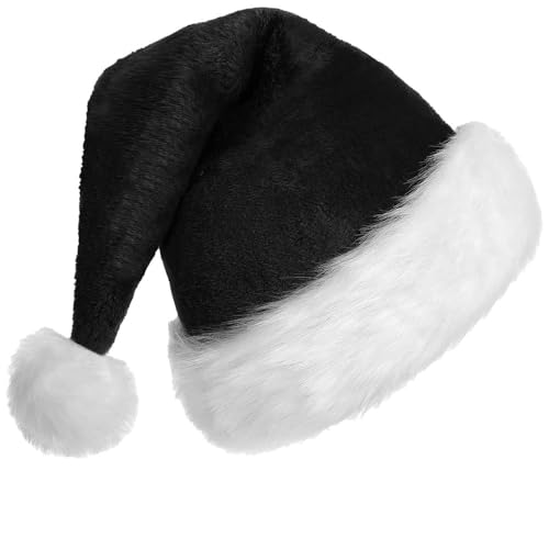KFZR Schwarze Weihnachtsmütze für Erwachsene, Weihnachten, Party, Urlaub, Deluxe (1 Stück) von KFZR