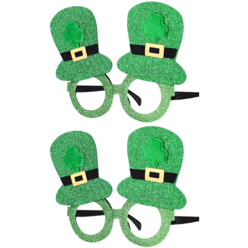 KFZR St. Patrick's Day Brille Party Vierblättriges Kleeblatt Irischer Kobold Kostüm Zubehör Grün 2 Paar (A) von KFZR