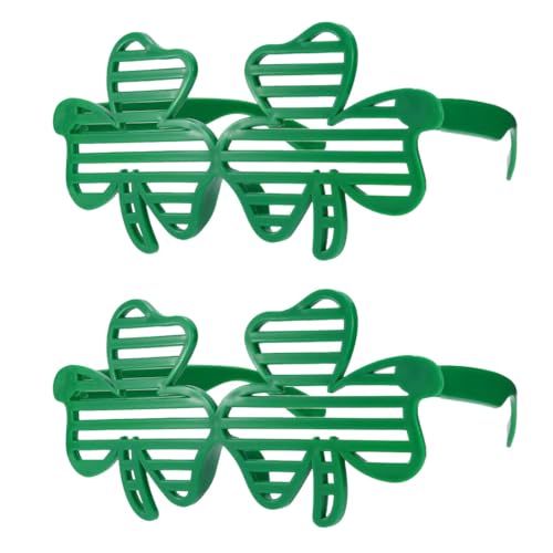 KFZR St. Patrick's Day Brille Party Vierblättriges Kleeblatt Irischer Kobold Kostüm Zubehör Grün 2 Paar (B) von KFZR