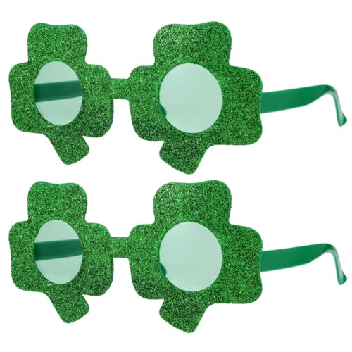 KFZR St. Patrick's Day Brille Party Vierblättriges Kleeblatt Irischer Kobold Kostüm Zubehör Grün 2 Paar (E) von KFZR