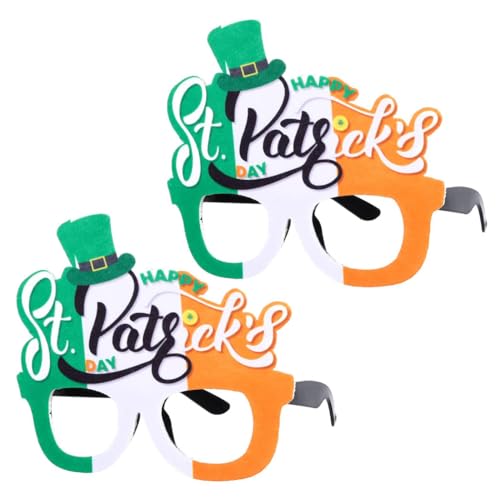 KFZR St. Patrick's Day Brille Party Vierblättriges Kleeblatt Irischer Kobold Kostüm Zubehör Grün 2 Paar (I) von KFZR