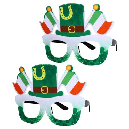 KFZR St. Patrick's Day Brille Party Vierblättriges Kleeblatt Irischer Kobold Kostüm Zubehör Grün 2 Paar (J) von KFZR