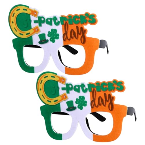 KFZR St. Patrick's Day Brille Party Vierblättriges Kleeblatt Irischer Kobold Kostüm Zubehör Grün 2 Paar (K) von KFZR