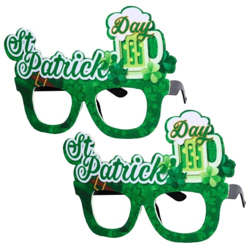 KFZR St. Patrick's Day Brille Party Vierblättriges Kleeblatt Irischer Kobold Kostüm Zubehör Grün 2 Paar (L) von KFZR
