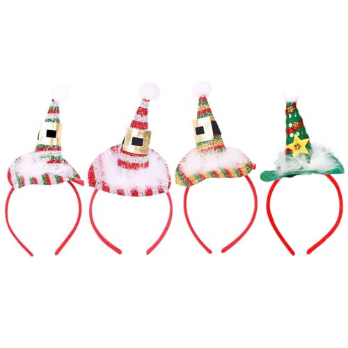 KFZR Weihnachtsbaum-Stirnband, Partyhüte, Urlaub, Weihnachten, niedlich (Pailletten mit Plüsch, 4 Stück) von KFZR