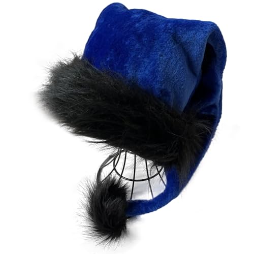 KFZR Weihnachtsmütze mit schwarzem Fellbesatz, Unisex, Damen, Herren, 30 x 75 cm, Blau mit Schwarz von KFZR