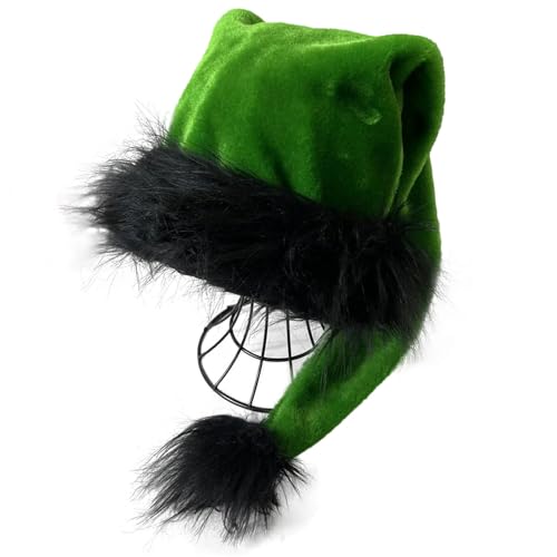 KFZR Weihnachtsmütze mit schwarzem Fellbesatz, Unisex, Damen, Herren, 30 x 75 cm, Grün mit Schwarz von KFZR
