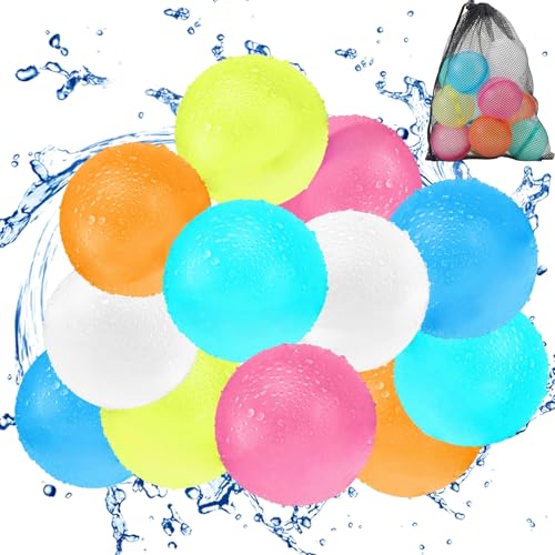 12 Stück Wasserbomben Wasserballons Wiederverwendbar Mit 1 Mesh Bag, Reusable Water Balloons für Sommer, Pool, Strand, Garten, Outdoor 12 Stück Wasserbomben Wasserballons Wiederverwendbar Mit 1 Mesh Bag, Reusable Water Balloons für Sommer, Pool, Strand, Garten, Outdoor von KGC