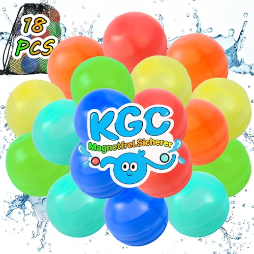 18 Stück Wasserbomben Wiederverwendbar, Reusable Water Balloons Mit 1 Mesh Bag, Wiederverwendbare Wasserbomben Mehrweg, Silikon Wasserbomben für Sommer, Pool, Strand, Garten 18 Stück Wasserbomben Wiederverwendbar, Reusable Water Balloons Mit 1 Mesh Bag, Wiederverwendbare Wasserbomben Mehrweg, Silikon Wasserbomben für Sommer, Pool, Strand, Garten von KGC