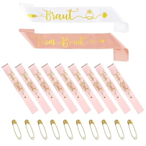 KGDUYC 10 Stück Frauen-Schärpe -Bride Schärpen Team Bride Schärpe-JGA Deko Schärpe Set, Rose-Gold-Schrift Bachelorette JGA Accessoires Frauen für Junggesellinnenabschied Frauen von KGDUYC