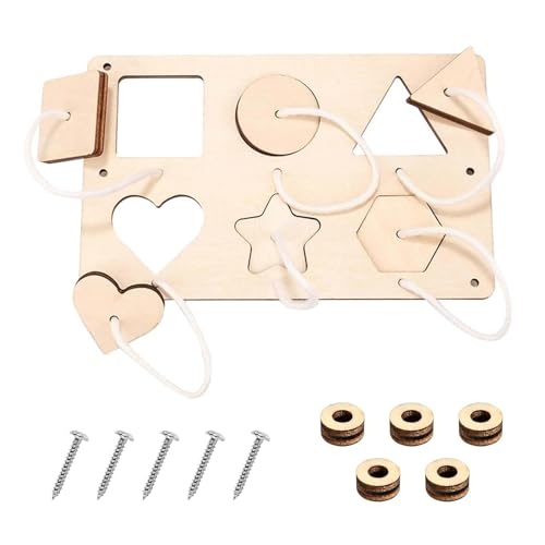 KHDULQ Montessori Spielzeug DIY Busy Board Kinder Motorikspielzeug HöLzerne Activity Board Montessori Busy Board ZubehöR Lernspielzeug Montessori Board Holz Schraubbrett XDL-SZB-1 Gelb 16x10x0,6cm von KHDULQ