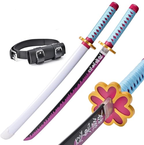 Demon Tanjiro Samurai Schwert,29 Zoll Anime Ninja Katana Cosplay Holzschwert,Für Slayer Lovers Halloween Weihnachten Geburtstag Dekorative Requisiten (Kanroji Mitsuri) von KHHK