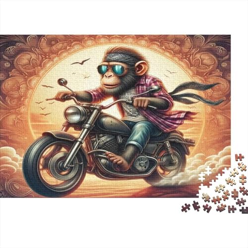 1000-teilige Holzpuzzles Für Erwachsene Monkey Riding A Motorcycle Puzzles 1000 Teile Puzzle 1000pcs (75x50cm) von KHHKJBVCE