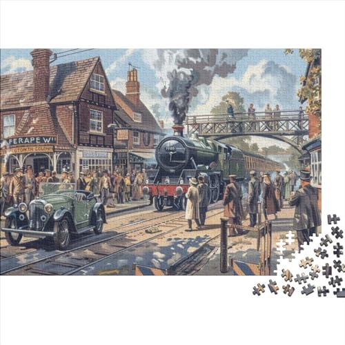 19th Century Steam Train Puzzles Für Erwachsene, 300 Teile, Kunstpuzzle, 300 Teile, Holzpuzzles, Einzigartige Denkaufgabe, Geeignet Für Kinder Ab 12 Jahren 300pcs (40x28cm) von KHHKJBVCE