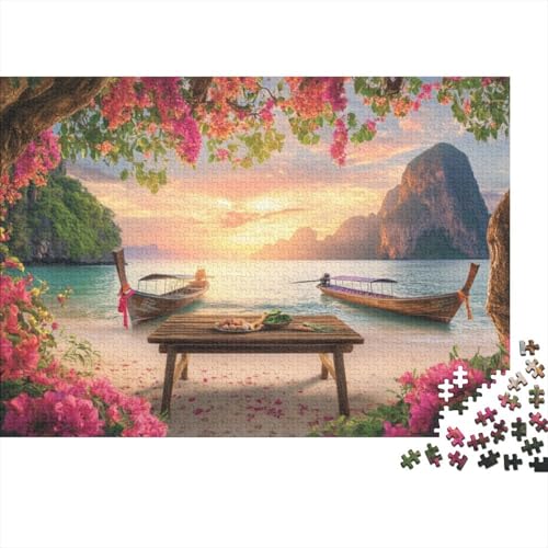 300-teilige Holzpuzzles Für Erwachsene Bali Beach Wooden Boat Puzzle Mit 300 Teilen, Herausfordernde Puzzles Für Erwachsene 300pcs (40x28cm) von KHHKJBVCE