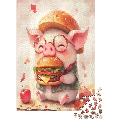 300-teilige Holzpuzzles Für Erwachsene Burger Piggy Puzzles 300 Teile Stressabbauende Puzzles 300pcs (40x28cm) von KHHKJBVCE