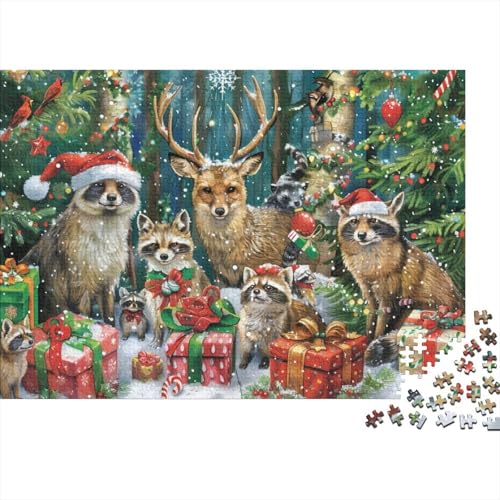 300-teilige Holzpuzzles Für Erwachsene Christmas Animals Puzzles 300 Teile Stressabbauende Puzzles 300pcs (40x28cm) von KHHKJBVCE