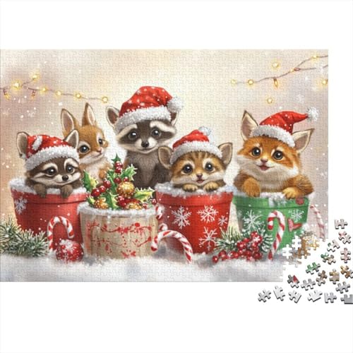 300-teilige Holzpuzzles Für Erwachsene Christmas Raccoon 300-teiliges Puzzle, Komplexe Puzzles Für Erwachsene 300pcs (40x28cm) von KHHKJBVCE