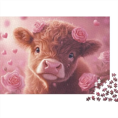 300-teilige Holzpuzzles Für Erwachsene Cute Highland Cow Baby Puzzles 300 Teile Stressabbauende Puzzles 300pcs (40x28cm) von KHHKJBVCE