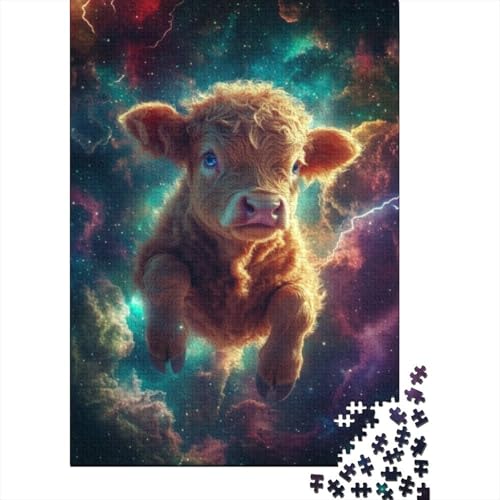 300-teilige Holzpuzzles Für Erwachsene Cute Highland Cow Baby Puzzles 300 Teile Stressabbauende Puzzles 300pcs (40x28cm) von KHHKJBVCE