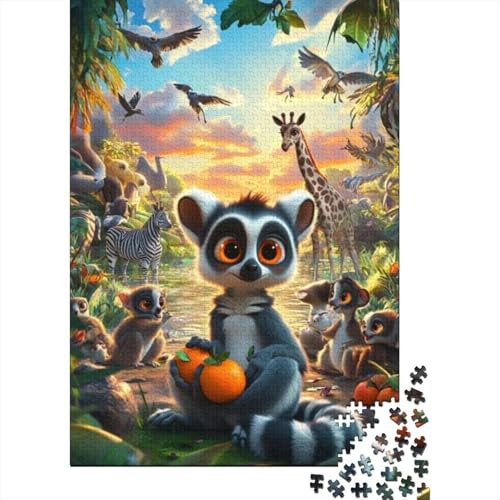 300-teilige Holzpuzzles Für Erwachsene Cute Lemur Puzzles 300 Teile Stressabbauende Puzzles 300pcs (40x28cm) von KHHKJBVCE