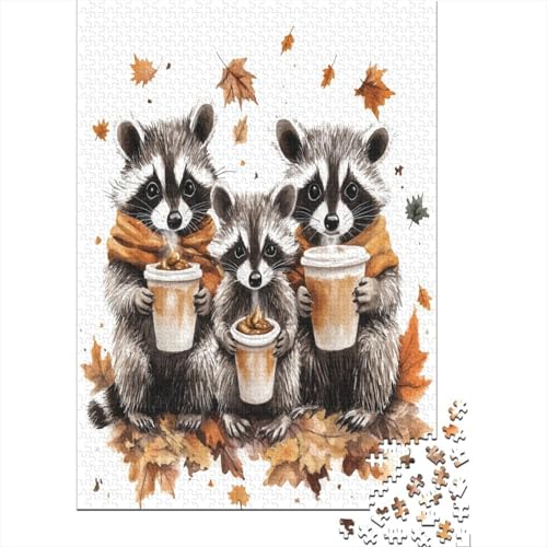 300-teilige Holzpuzzles Für Erwachsene Cute Raccoon Puzzle Mit 300 Teilen, Herausfordernde Puzzles Für Erwachsene 300pcs (40x28cm) von KHHKJBVCE