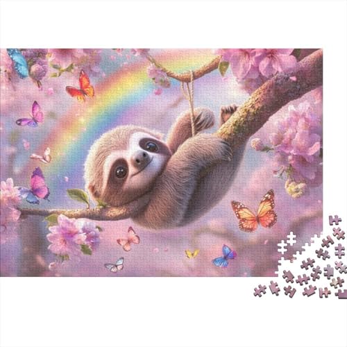 300-teilige Holzpuzzles Für Erwachsene Cute Sloth Puzzles 300 Teile Stressabbauende Puzzles 300pcs (40x28cm) von KHHKJBVCE