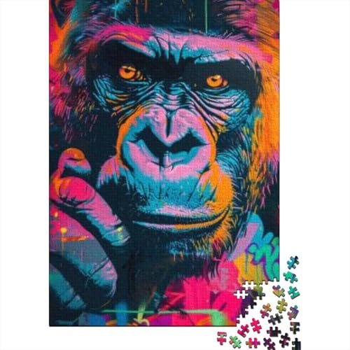 300-teilige Holzpuzzles Für Erwachsene Doodle Gorilla Puzzle Mit 300 Teilen, Herausfordernde Puzzles Für Erwachsene 300pcs (40x28cm) von KHHKJBVCE