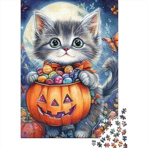 300-teilige Holzpuzzles Für Erwachsene Halloween Cat 300-teiliges Puzzle, Komplexe Puzzles Für Erwachsene 300pcs (40x28cm) von KHHKJBVCE