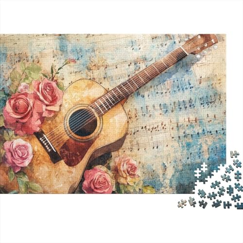 300-teilige Holzpuzzles Für Erwachsene Rose Guitar Puzzles 300 Teile Stressabbauende Puzzles 300pcs (40x28cm) von KHHKJBVCE