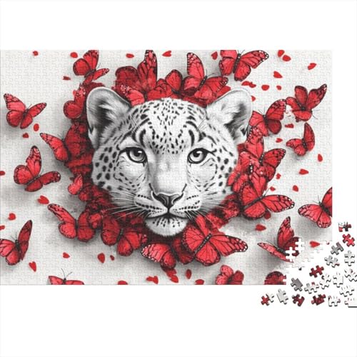 300-teilige Holzpuzzles Für Erwachsene Snow Leopard and Butterfly Puzzles 300 Teile Puzzle 300pcs (40x28cm) von KHHKJBVCE